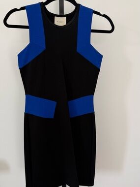 Mason Black Mini Dress with Cobalt Blue Accents